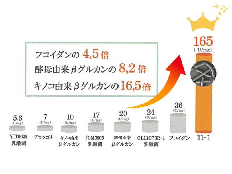 11-1乳酸菌の免疫活性化力 比較グラフ