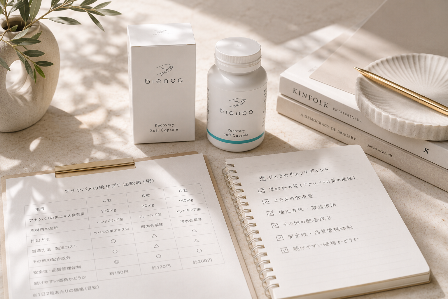 アナツバメの巣サプリの価格と品質を比較するイメージ